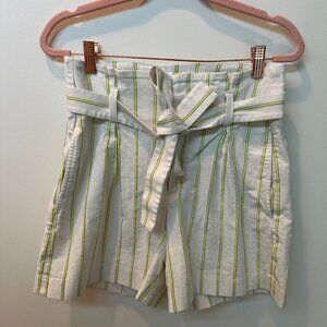 Banana Republic White and Neon Yellow Striped Shorts